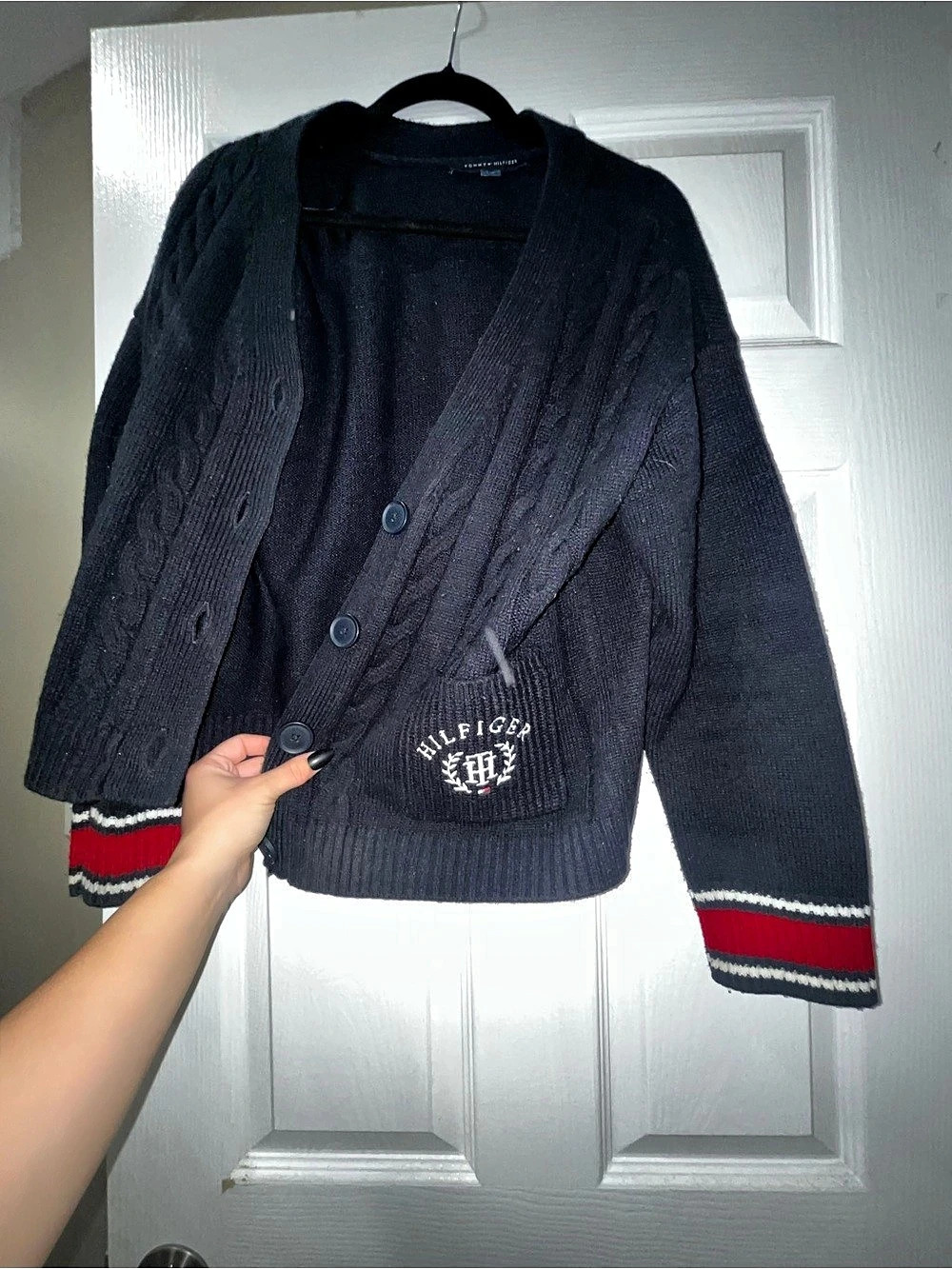 Tommy Hilfiger Global Stripe Oversized Cable Knit Cardigan